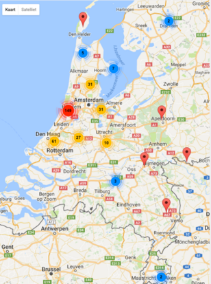 Spreiding ledenaantal over Nederland