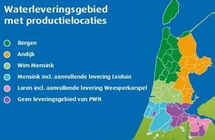 Kaartje van waterleveringsgebied Noord-Holland