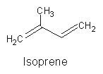 Schematische voorstelling Isoprene molecuul